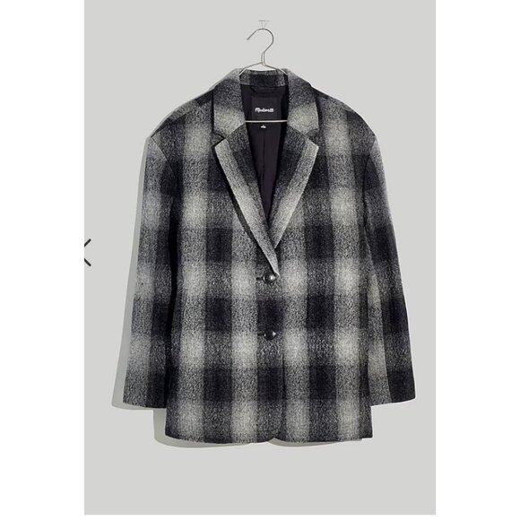 Madewell $198 Oversized Dorset Blazer Buffalo Check Boiled Wool Size L NH857 - Picture 1 of 7